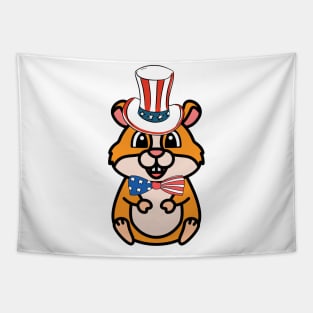 Funny hamster is ready for independence day Tapestry