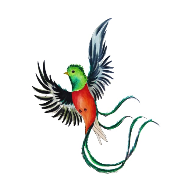 Flying Quetzal in Watercolor by julyperson