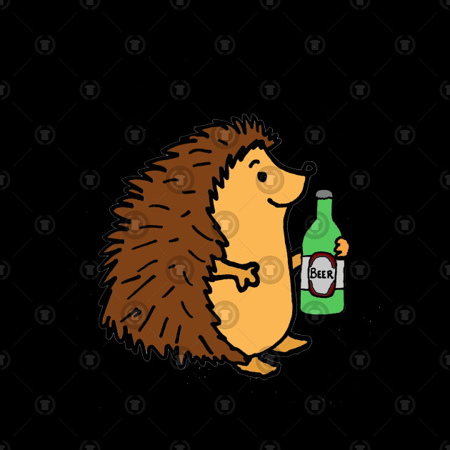 Funny Hedgehog Drinking Beer Cartoon - Hedgehog - Tote | TeePublic
