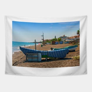 Fishing Boat Penoncillo Beach Torrox Costa Spain Tapestry