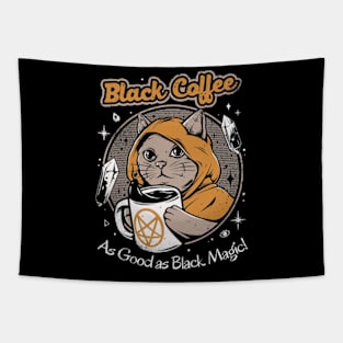 Black cat coffee Tapestry