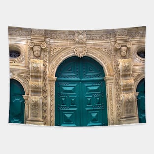 Baroque church with carved stone facade Tapestry