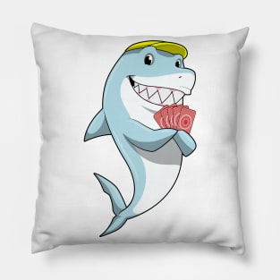 Shark at Poker with Poker cards Pillow