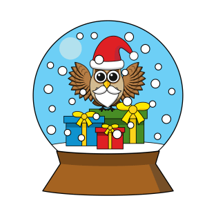 Snow Globe with Santa Claus Owl T-Shirt