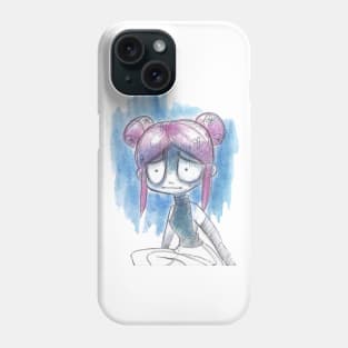 Anxious Girl with Space Buns Phone Case