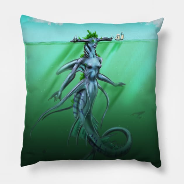 hammerhead mermaid Pillow by Bertoni_Lee