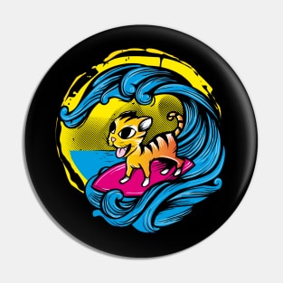 Cat Surfer Pin