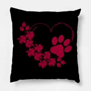 Dog Paw With Floral look Pillow