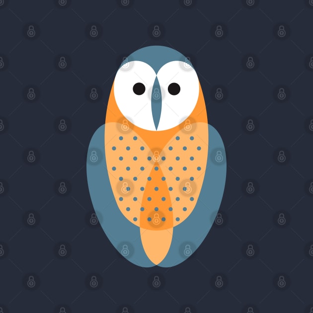 Barn Owl on night blue by SakalDesign