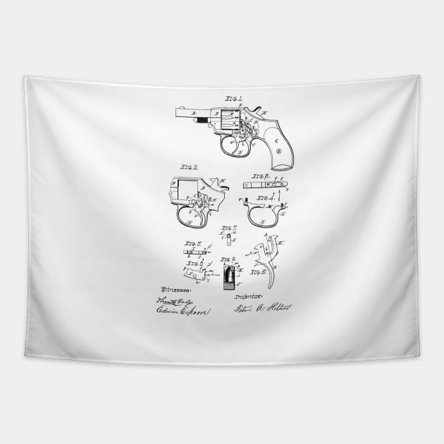 Gun Design vintage patent drawing Tapestry by TheYoungDesigns