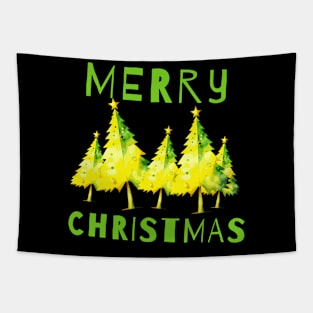 Merry Christmas with Trees Tapestry