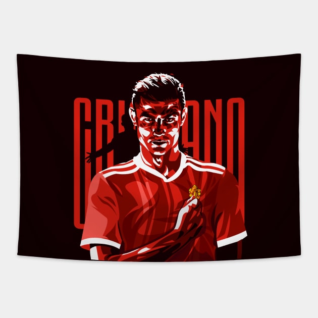 Cristiano Ronaldo Manchester United Red Tapestry by RJWLTG