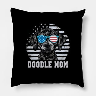 Doodle Mom endoodle Dog American Flag 4Th Of July Pillow