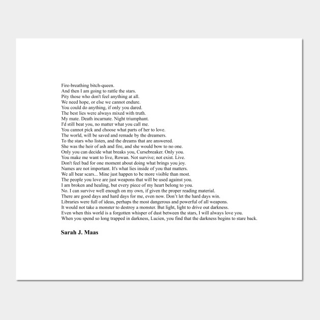 Sarah J Maas Quotes Sarah J Maas Posters And Art Prints Teepublic