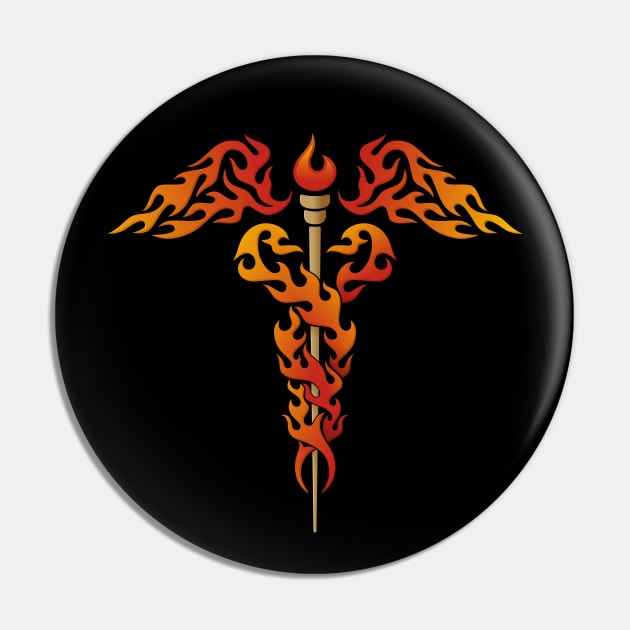 Flames Caduceus Pin by sifis