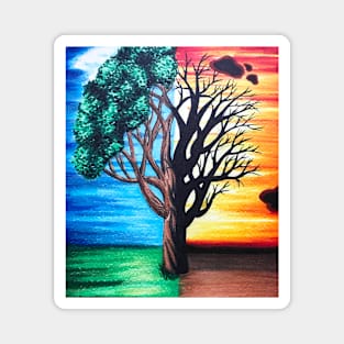 Summer and Scorched Tree Magnet