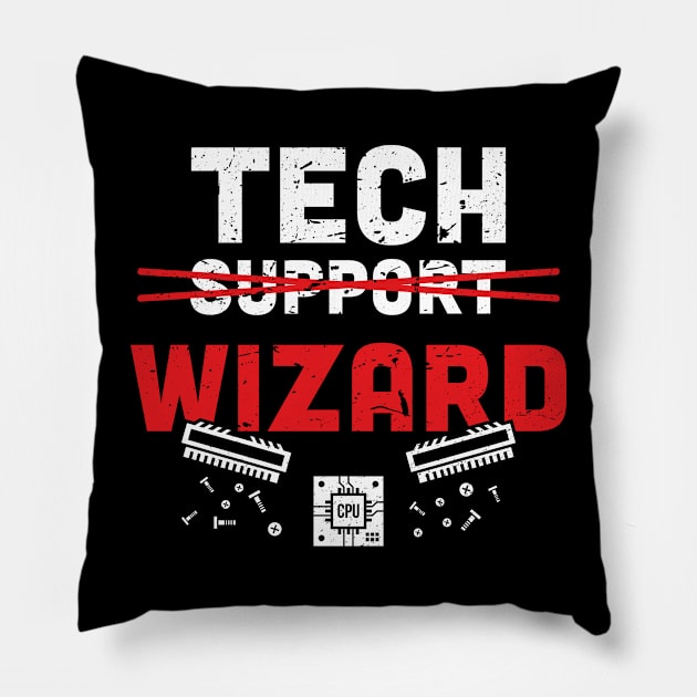 Tech Support Wizard Helpdesk Men Computer Technician Pillow by Ambience Art