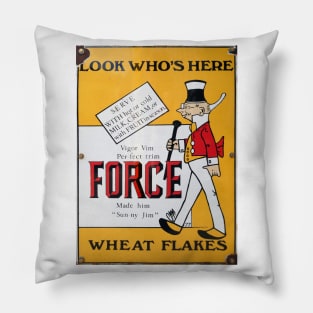 Force Wheat Flakes, vintage enamel sign. Pillow