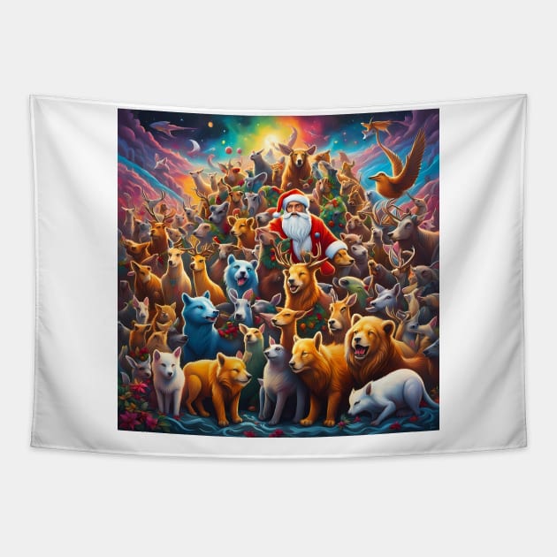 Animal Christmas Tapestry by Colin-Bentham