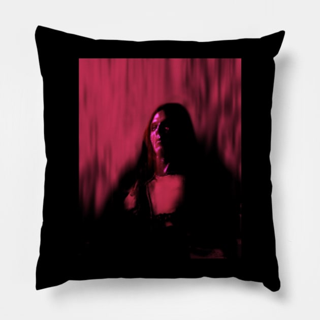 Portrait, digital collage and special processing. Man sitting. Calm but strong. Red and pink. Pillow by 234TeeUser234