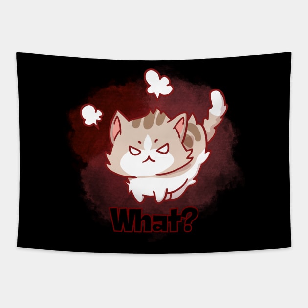 Cute Angry Cat Tapestry by Zero Pixel