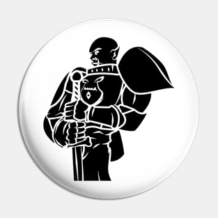 Orc Knight (Black): A Fantasy Design Pin