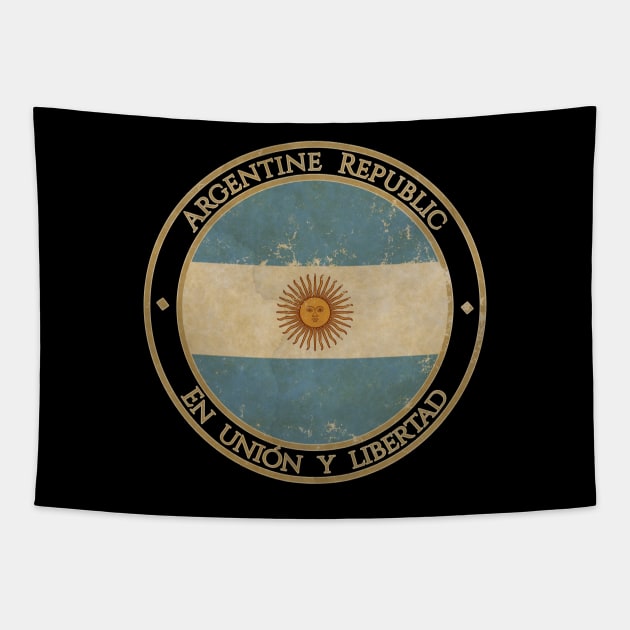 Vintage Argentina Argentine Republic USA South America United States Flag Tapestry by DragonXX