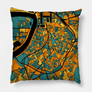 Antwerp Map Pattern in Orange & Teal Pillow