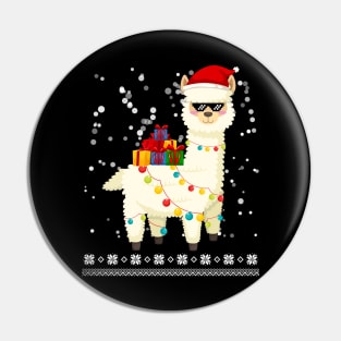 Christmas Llama Santa Hat Ugly Xmas Tree Alpaca Pin