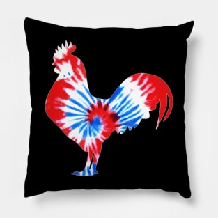 Patriotic Rooster July 4th Farmer Hippie Tie Dye Pillow