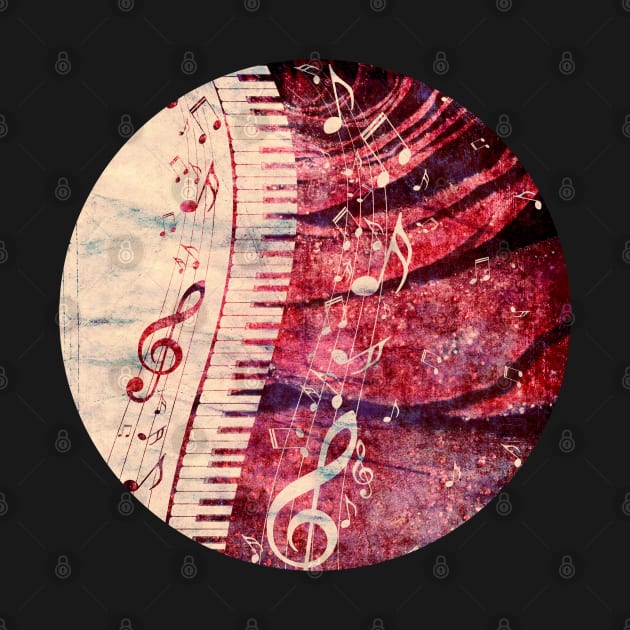 Piano Keyboard with Rose and Music Notes by AnnArtshock
