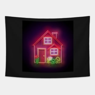 House, Red Roof and Flowerbed Tapestry