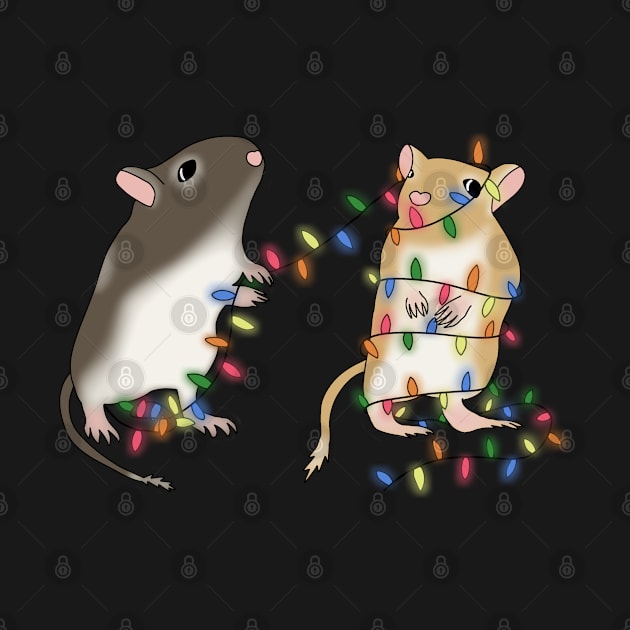 Two cute gerbils with colourful christmas lights by Becky-Marie