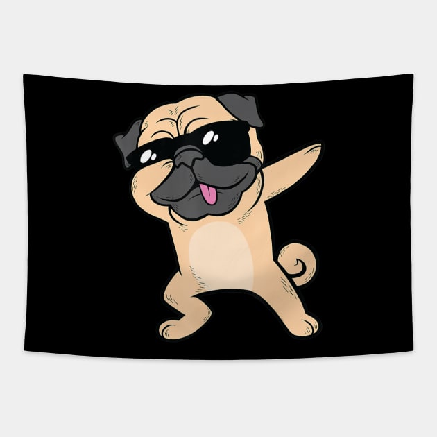 Dabbing Pug Dog Dab Animal Cool Sunglasses Cute Tapestry by Zak N mccarville