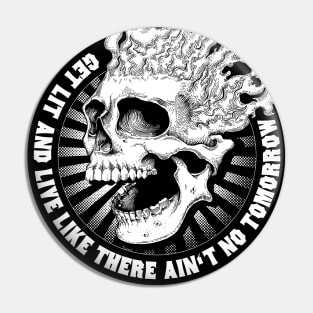 Get Lit Flame Party Skull Pin