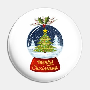 Snow Globe Merry Christmas Pin