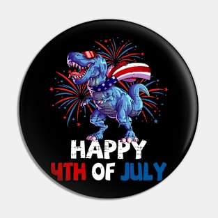 Kids Happy 4th Of July Boys Toddler Trex Dinosaur American Dino Pin