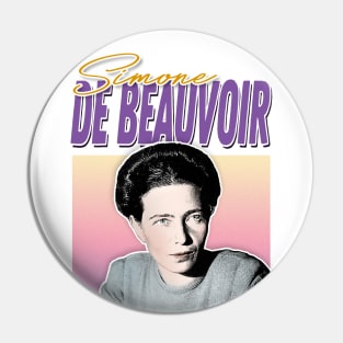 Simone De Beauvoir / Retro Styled Fan Art Design Pin