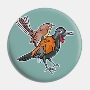 Fantail and saddleback NZ birds Pin