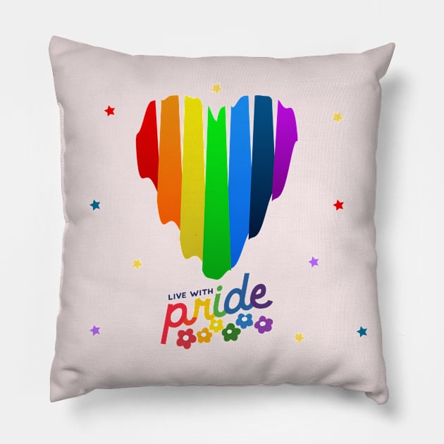 RAINBOW HEART (PRIDE) Pillow by Katebi Designs