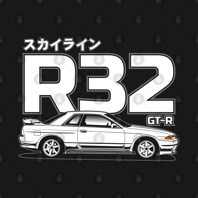 Skyline R32 GT-R White Print by CreativeRAS