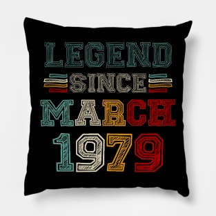 44 Years Old Legend Since March 1979 44th Birthday Pillow