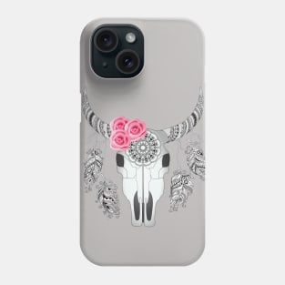 cow skull with roses Phone Case