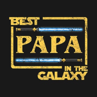 Funny Best Papa In The Galaxy Retro Fathers Day T-Shirt