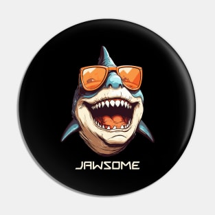 Jawsome Shirt - Fun Smiling Shark Tee - Marine Life Lover's Apparel Pin