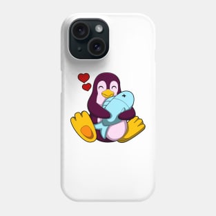 Penguin with Fish & Hearts Phone Case