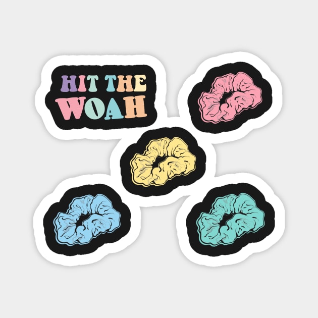 Hit the Woah Scrunchie Sticker Set vsco Girl Pink Mint Patel Yellow Blue Rainbow Magnet by gillys