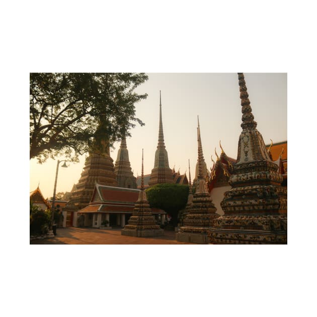 Mosaic tiled Buddha stupas at Wat Pho temple. by kall3bu