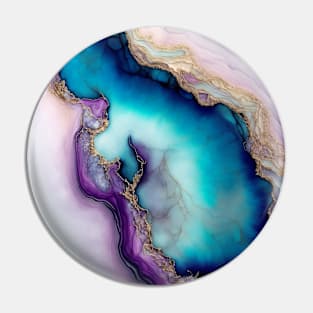 Luminous Shore - Abstract Alcohol Ink Resin Art Pin