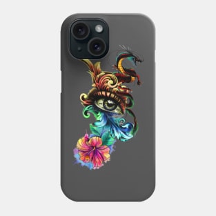 Awesome eye with clock and dragon Phone Case